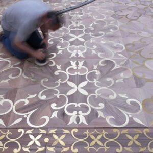Brass Inlay Metal Parquet Floor
